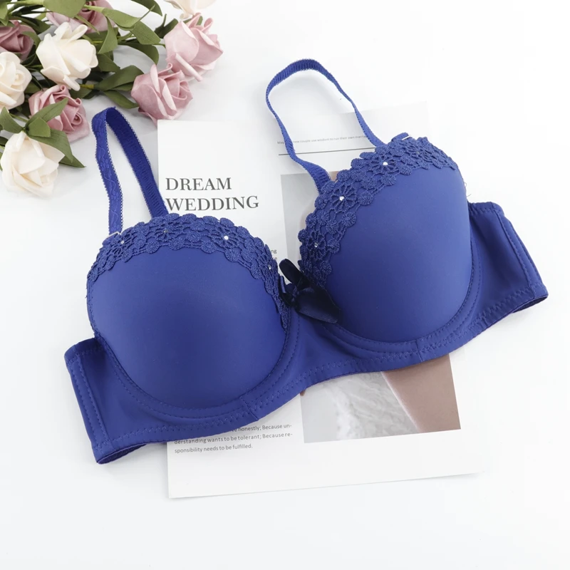 Dark Blue Beauwear женский пуш-ап бюстгальтер для женщин кружевной бюстгальтер сексуальное однотонное нижнее белье с подкладкой Soutien Gorge 36B 36C 38B 38C 40A 40B 42B 42B - Цвет: Dark Blue