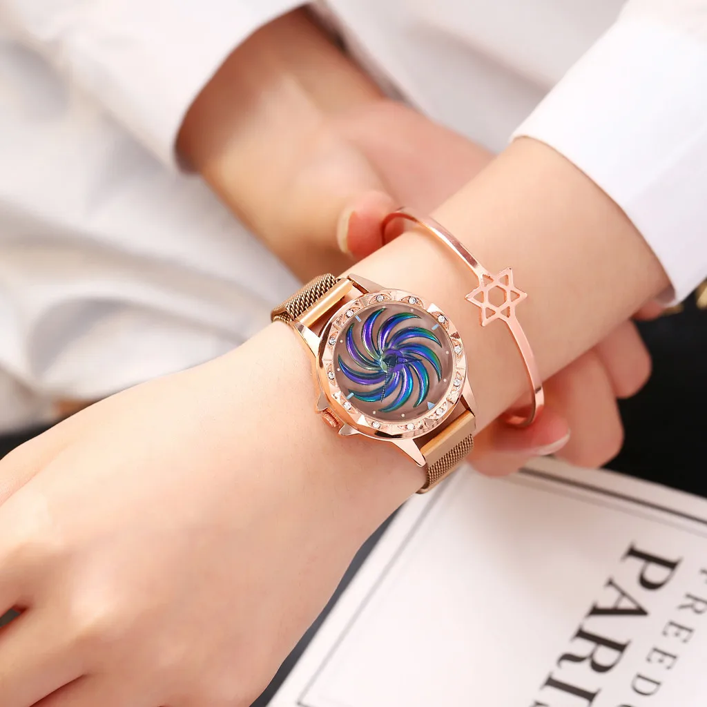 Женские кварцевые часы Vansvar с магнитной пряжкой из нержавеющей стали внутренним