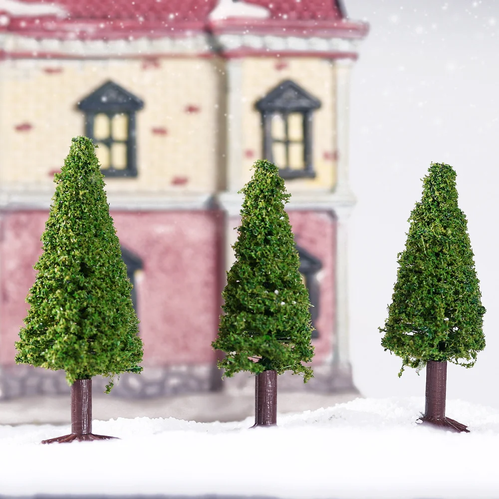 

WINOMO 15pcs 1/100 1/150 1/200 Green Scenery Landscape Model Cedar Trees