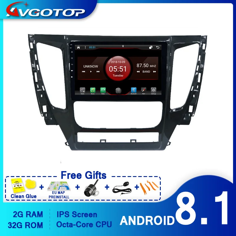 Автомобильный DVD плеер AVGOTOP с GPS Android 10 для MITSUBISHI PAJERO 2017 навигация мультимедийный