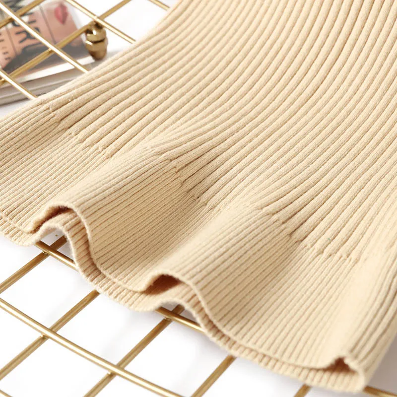 

Turtleneck Pullover Sweater Women Fall Winter Basic Base Sleeveless Striped Knitted Pullover Jumpers Female Knitwear Ribbed Tops