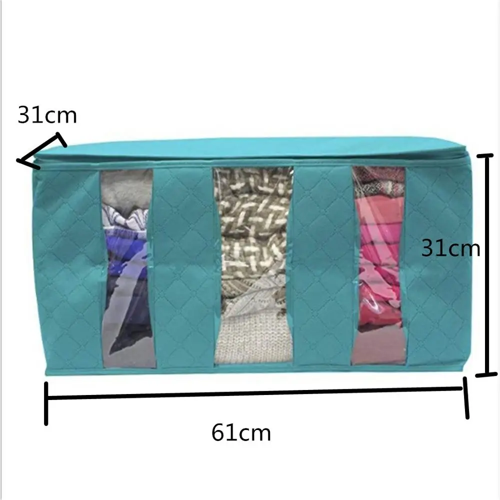 

1/2Pcs Upadated Non-woven Foldable Portable Clothes Organizer Tidy Pouch Suitcase Home Storage Box Quilt Storage Container Bag