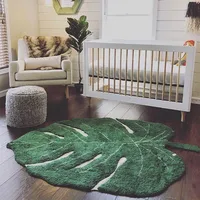 Creative Green Leaves Shape Rugs Living Room Nordic Soft Kids Room Carpet Bedroom Home Decoration Crawling Tatami Hallway Rug