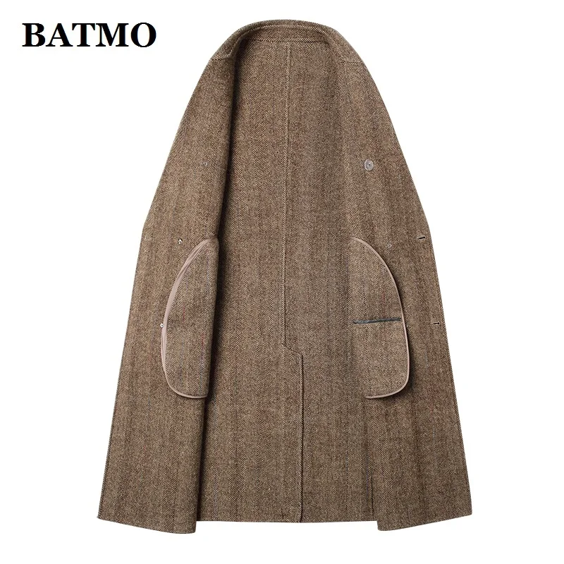 Мужской шерстяной Тренч BATMO зимняя повседневная куртка из шерсти большие размеры