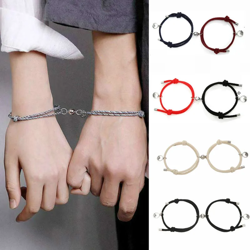 

2pcs Couple Magnet Attract Each Other Creative Personality Couple Bracelet Men and Women Charm Girl Bracelet Jewelry Lover Gift