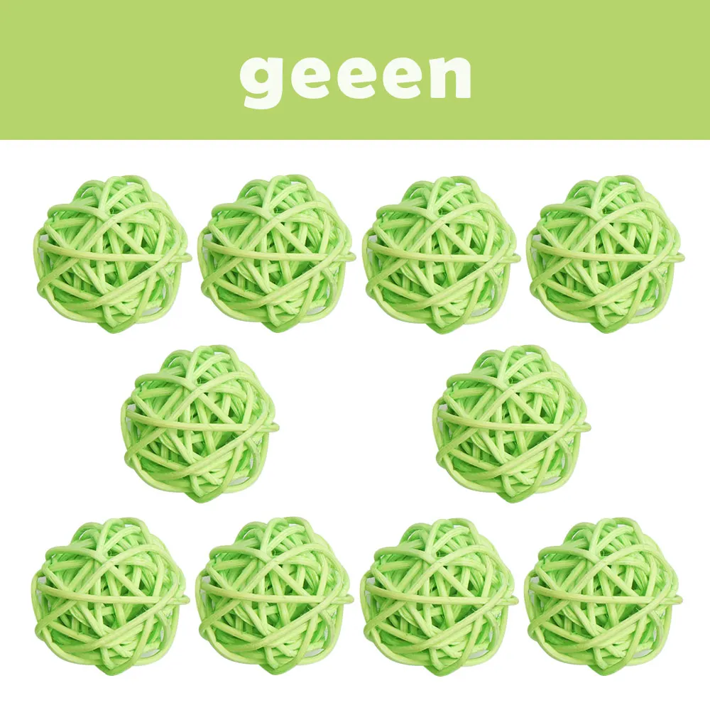 green 10 шт. 3 см Искусственный соломенный шар Свадебные украшения для дома на Рождество ротанговый шар самодельная занавеска Висячие аксессуары - Цвет: green