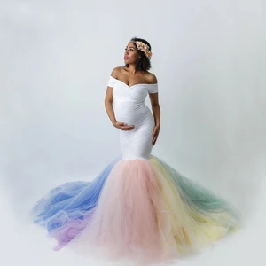 Платье Русалка для беременных для фотосъемки платье для беременных реквизит для фотосъемки с открытыми плечами