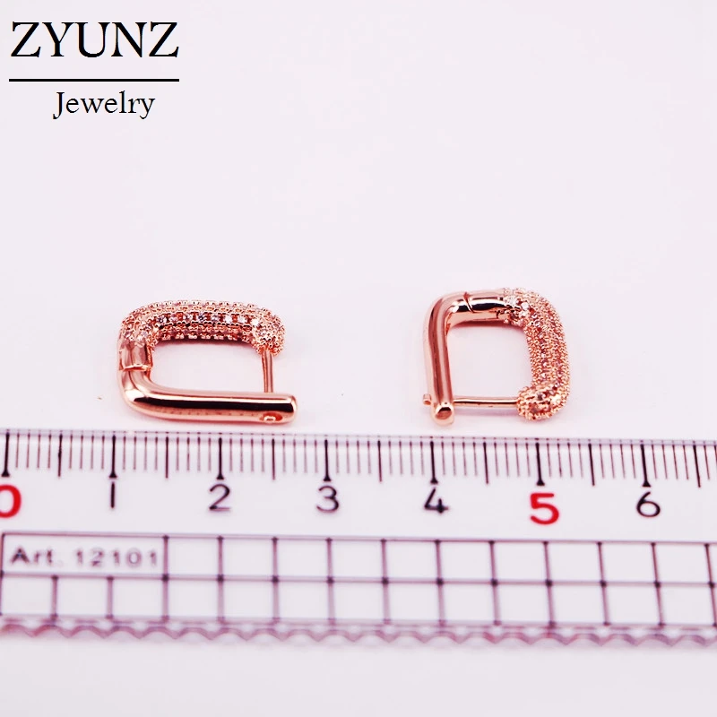 

4 Pairs, Micro Pave CZ Hoops Earrings Female Jewelry Fashion Clear CZ Crystal Geometric Earrings For Women Girls