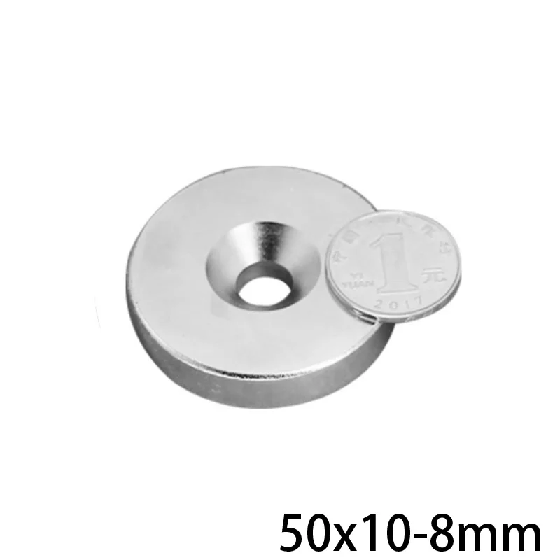 1/2/3/5 шт. 50x10-8 Сильный цилиндр редкоземельный магнит 50*10 отверстие 8 мм Круглые