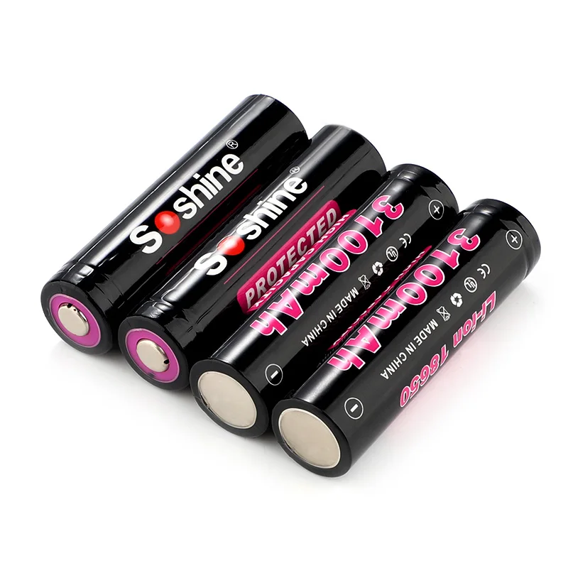 2xSoshine Li-Ion 18650 3 7 V 3100mAh защищенная перезаряжаемая батарея чехол перезаряжаемые