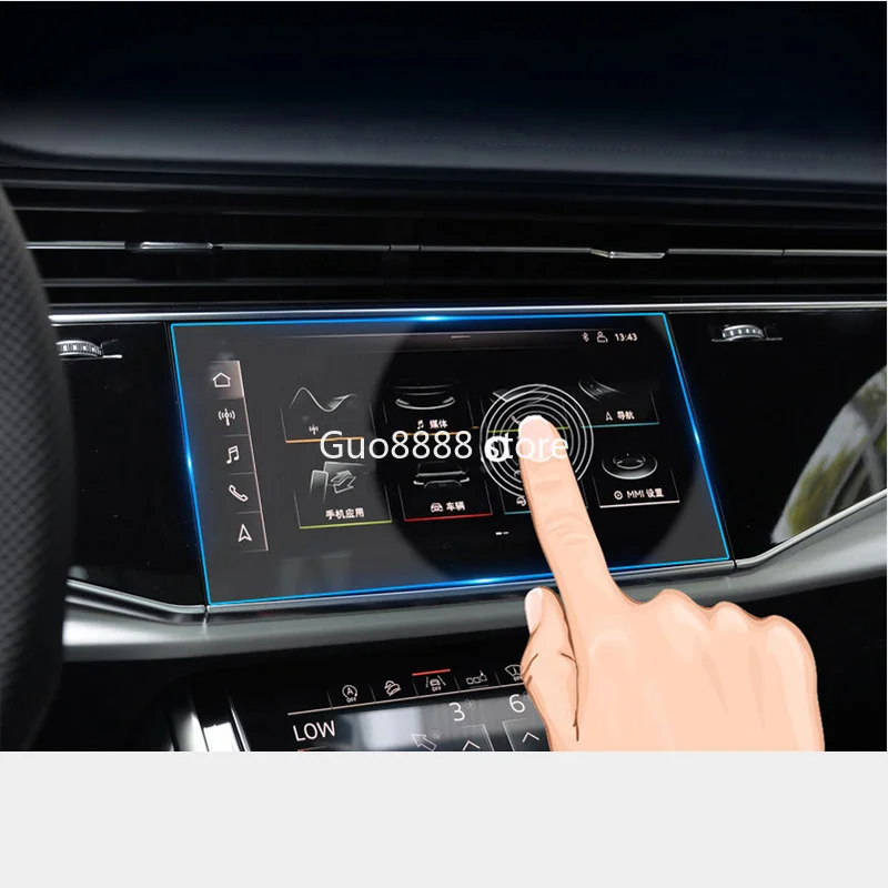 

For Audi Q8 2019 Car GPS Navigation Screen Dashboard Monitor Film Stickers Accessories Car Tempered Glass Film