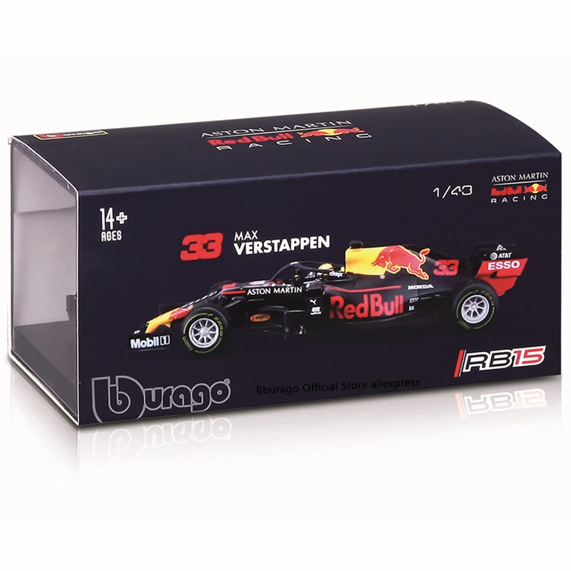 Bburago-coche de carreras Aston Martin Red Bull, escala 1:43, RB16B NO33, veh&iacute;culo de lujo de aleaci&oacute;n, coches fundidos a presi&oacute;n, colecci&oacute;n de juguetes, regalo-5