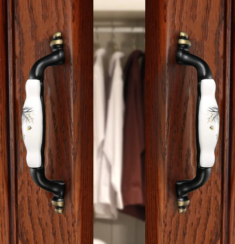 Новый дизайн античные бронзовые керамические ручки для шкафов ящиков из