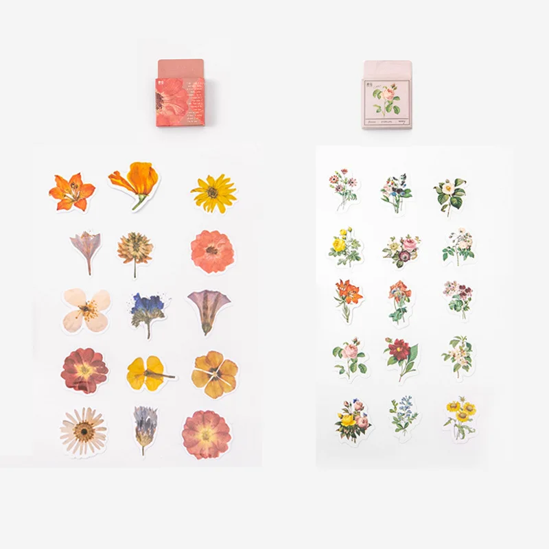 

45pcs/pack Flowers Leaves Stickers Kawaii Diy Scrapbooking Decoration Stationery Sticker Supplies for Album Craft Planner