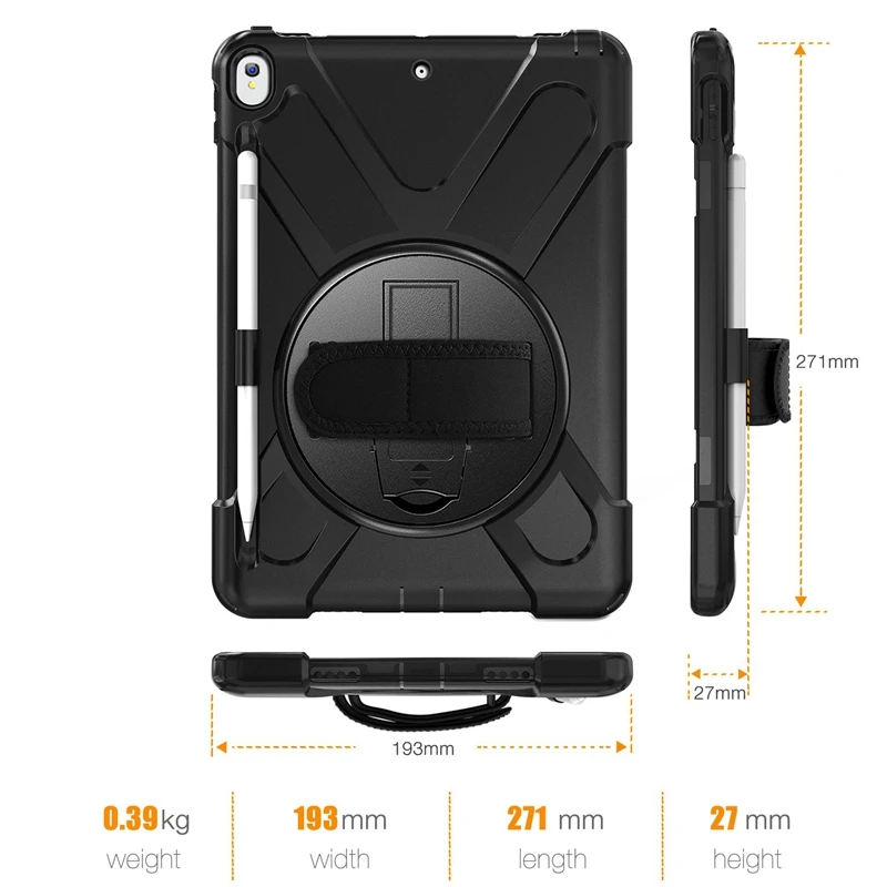 

for 2019 iPad AIR/PRO 10.5 Inch Tablet PC Case with 360 Rotating Shockproof Shoulder Strap and Tablet Stand Case