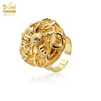 dubai 24k gold color ring for women wedding big turkish african bridal rings ethlyn fashion retro indian jewelry wholesale