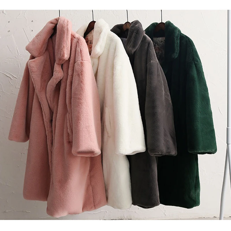 Пальто из искусственного меха кролика рекс для женщин 2019 новое зимнее плотное