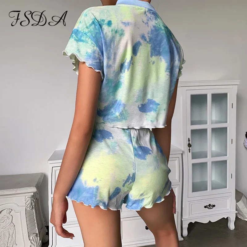 Женский Повседневный комплект FSDA короткий топ с коротким рукавом и круглым