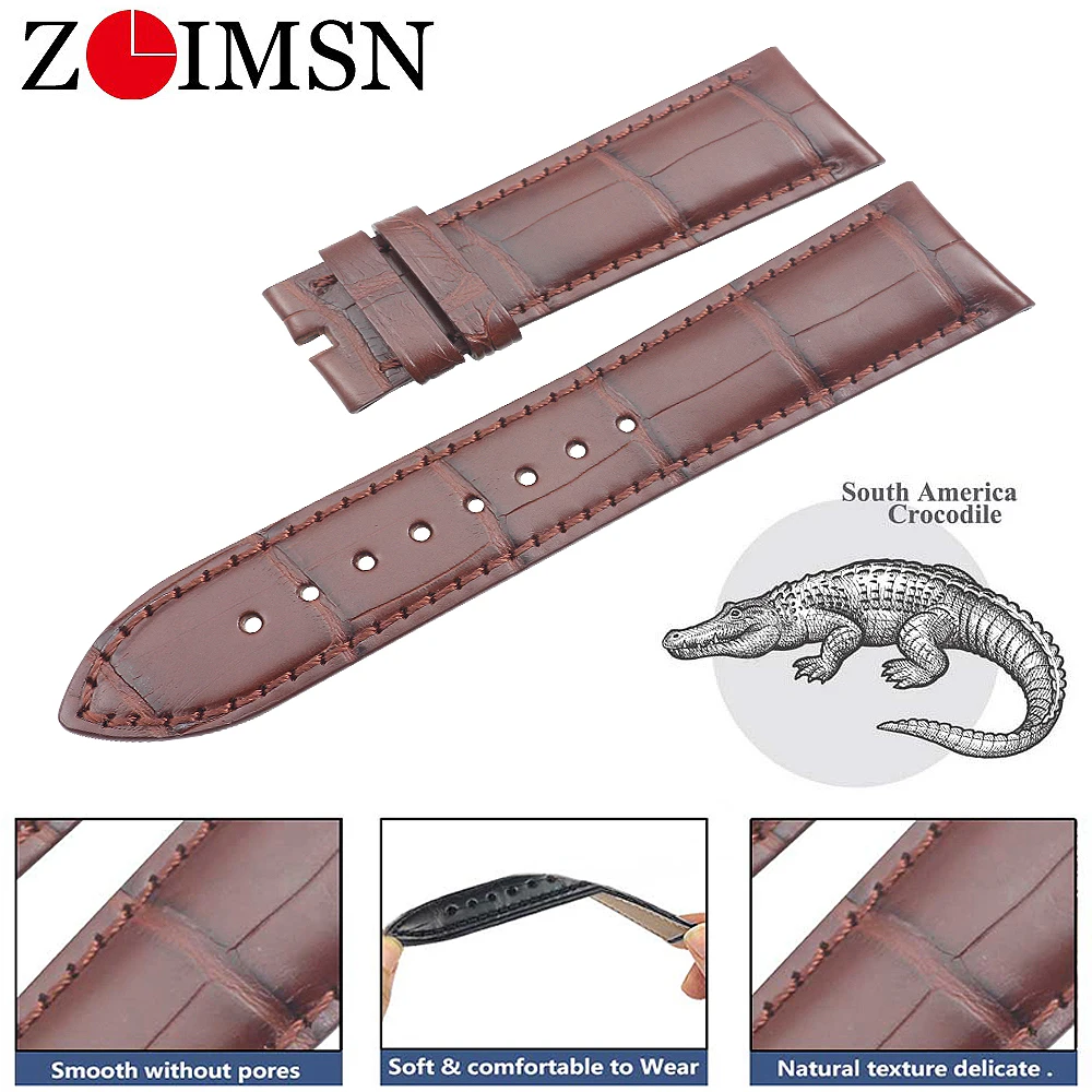 Ремешок для часов ZLIMSN из натуральной крокодиловой кожи 21 мм мужских и женских