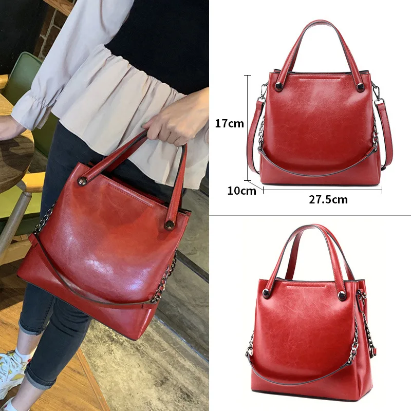 

Women's bags 2021 new fashion leather women's bags casual ladies portable messenger shoulder oil wax cowhide bag wholesale