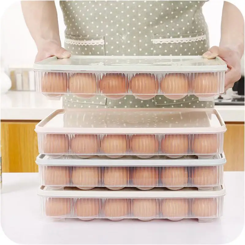

24 ячейки яйцо ящик для хранения Кухня холодильник коробки сохраняющий свежесть Портативный стекируемые лоток для яиц из дома Кухня чехол Коробка для яиц для стеллажи для выставки товаров