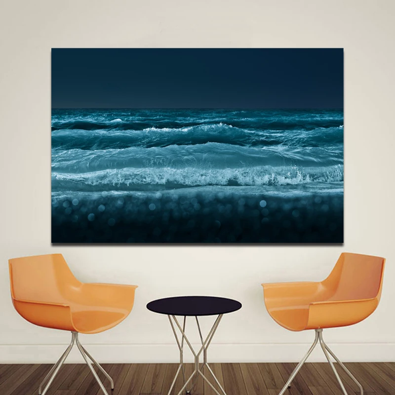 Океан волны ночью обои Холст Плакаты печать настенная живопись декоративная