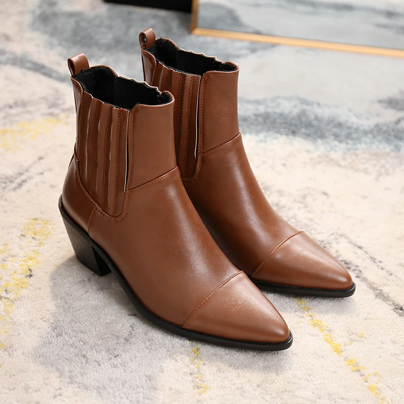 

Boots Women Pointed Toe Ankle Boots for Women Short Plush Winter Shoes Women Botas Mujer