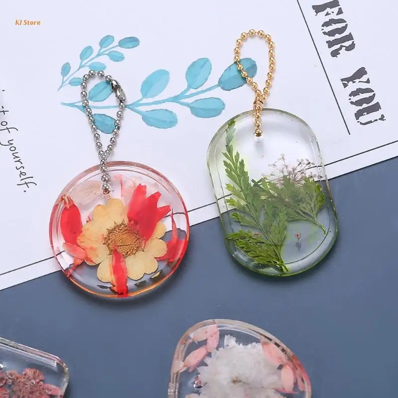

J78F 6 Pcs Keychain Epoxy Resin Mold Hanging Pendant Silicone Mould DIY Crafts Jewelry Casting Mold