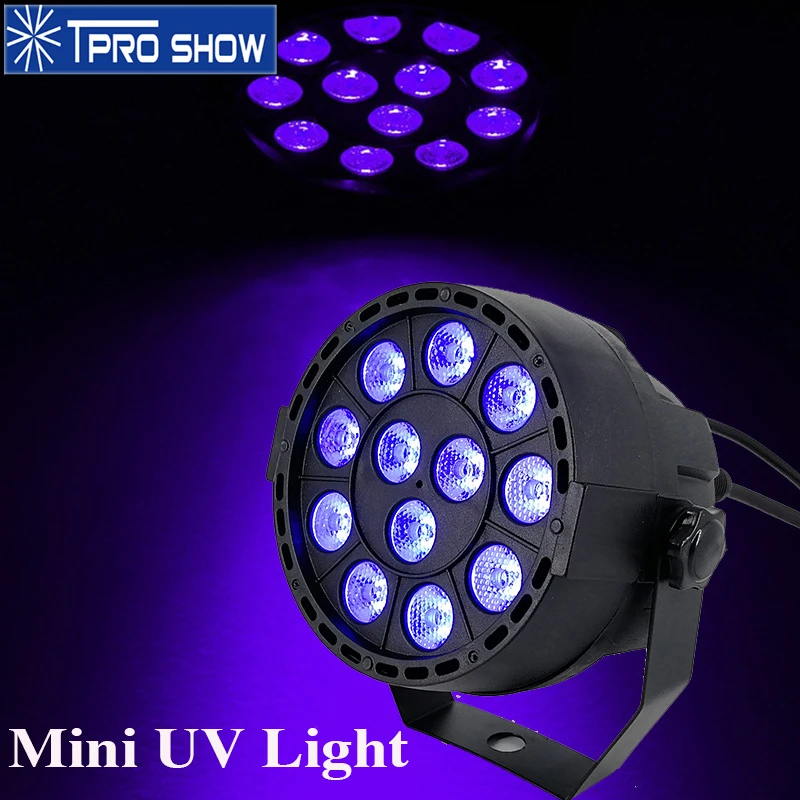 

Sound Party Lights 12 UV Light LED Par Dmx Pocket Size Mini Blacklight Projector Disco Lights Violet Strobe Dimming For Home Dj