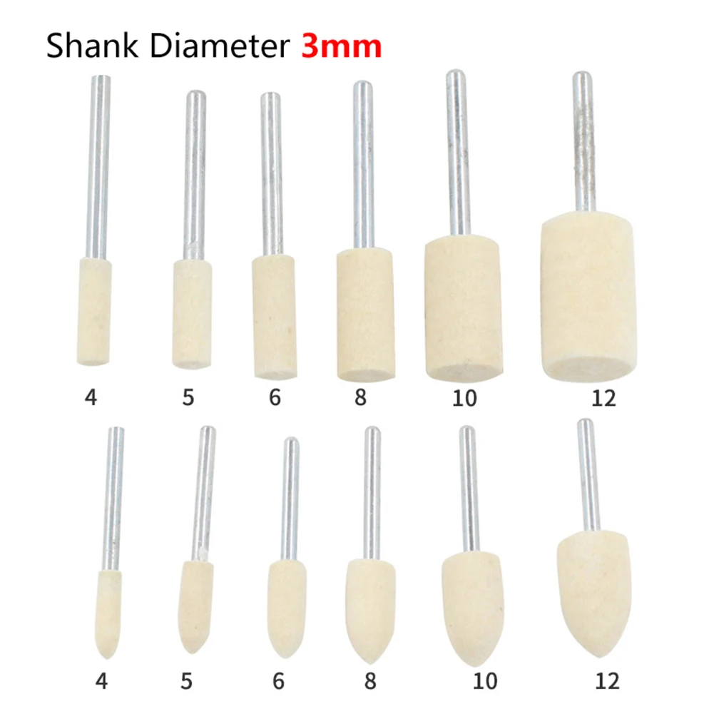 

1/8" Shank Wool Grinding Polishing Head Mounted Point Buffing Rotary Tool 12PC