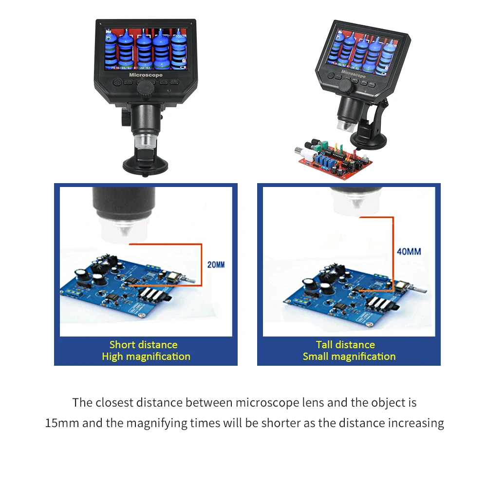 

600X 4.3" LCD 3.6MP Electronic Digital Video Microscope LED Magnifier for Mobile Phone Maintenance QC/Industrial/Collection