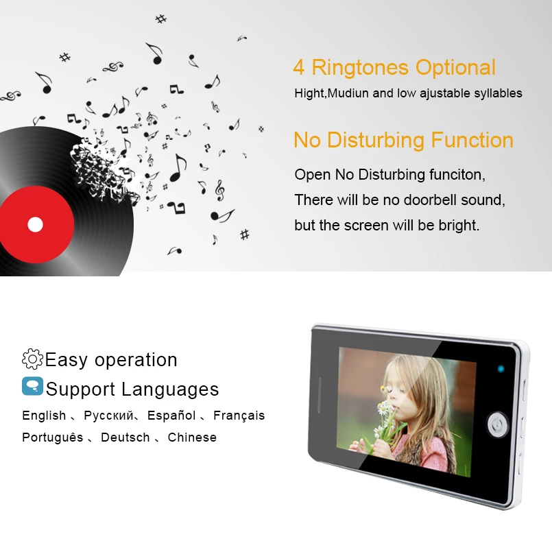 Saful 3000 мА/ч двери Камера ЖК дисплей Цвет Экран дверной глазок видео Запись