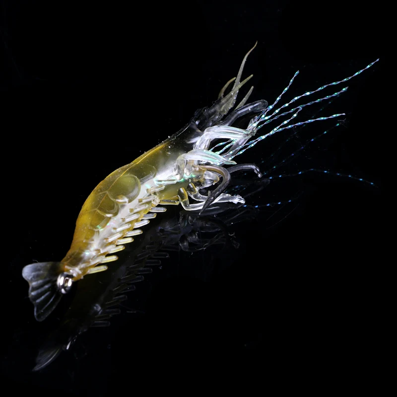 

1Pcs 9cm Soft Fishing Lure Shrimp Artificial Bait With Swivel Luminous Bead Bait 124F