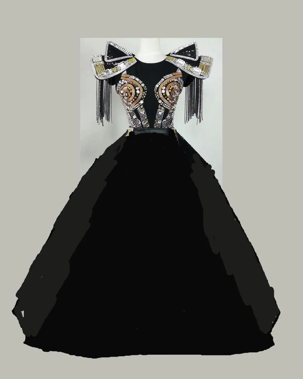 Custom long skirt Черный и красный боди джазовые танцевальные костюмы бар Dj танцоры сексуальный ночной клуб DS певица Rave одежда Стразы заклепки комбинезон сценическая одежда - Цвет: Custom long skirt