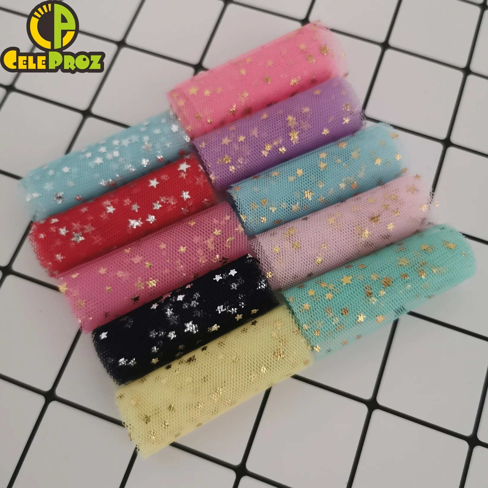 8 см 5 ярдов блестящая Звезда тюль рулон мягкие блестки золотистого/серебристого