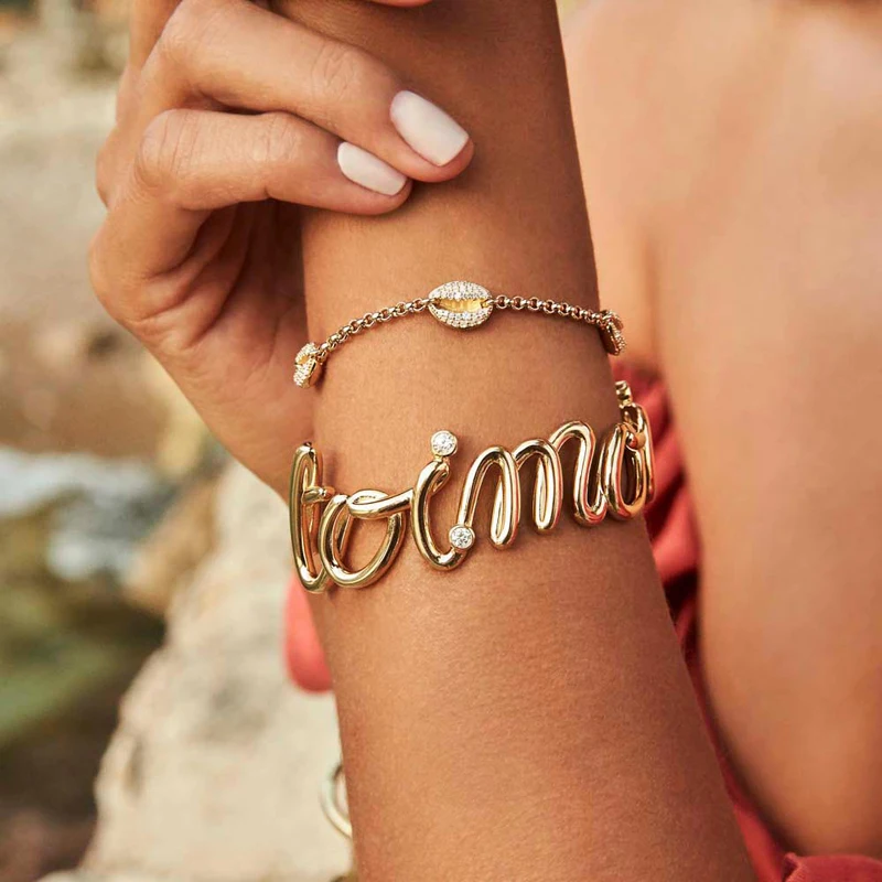 

Fashion Charm Sterling Silver Copy 1:1 Copy,Yellow Silver Toi Et Moi Statement Open Cuff Women Monaco Jewelry Gift With Logo