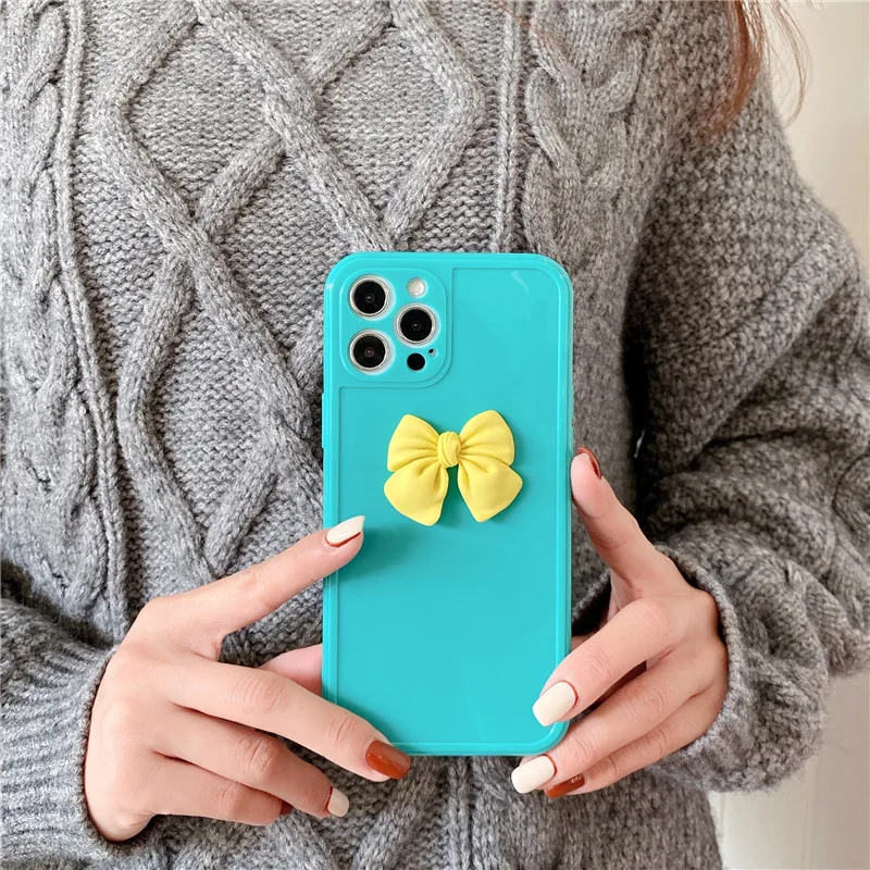 

Cute Cartoon 3D Bowknot Anti-fall Protective Cover Soft Shell Phone Case For iPhone 12 Mini 11 Pro XS Max XR X SE2 2020 8 7 Plus