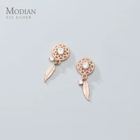 modian feather dangle earring for women gift 925 sterling silver dreamcatcher drop earring wedding engagement statement jewelry