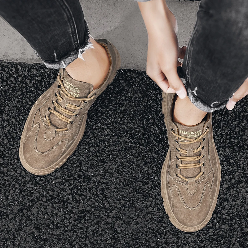 

Men genuine Leather Shoes outdoor Light Flats Brand Classic Fashion Black Designer Comfortable lace up Walking Shoes men