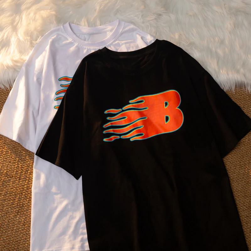 Летняя рубашка с изображением пламени футболка для мужчин и женщин