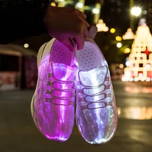 7ipupas LED Shoes for Boys Girls Women and Men Fiber Optic Shoes and Elastic Sole USB Rechargeable Lightweight Sneakers
