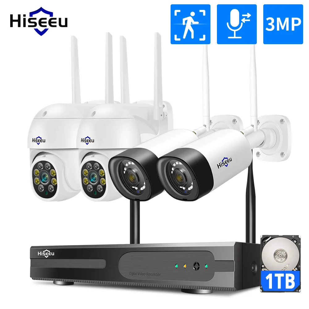 Система видеонаблюдения Hiseeu 3 Мп водонепроницаемая IP-камера с 5-кратным цифровым