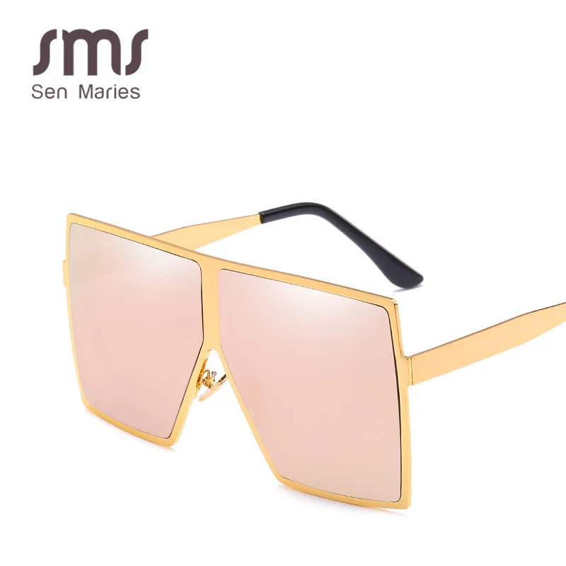 Очки с крупной квадратной оправой для женщин 2020 моды. Металлическая рамка, зеркальные линзы синего и золотого цвета, защита от УФ-лучей, стиль "винтаж".