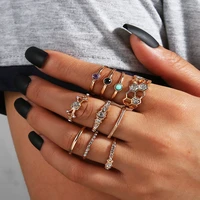 10 pcsset fashion creative honeycomb structure rings moon crystal geometry ring set party wedding charm pary jewelry 2020