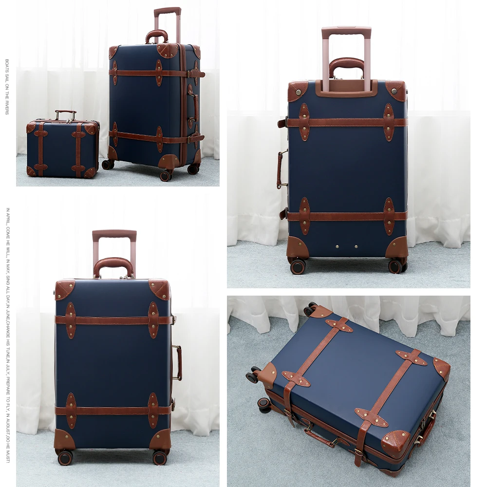 Винтажный кожаный чемодан Urecity для мужчин и женщин на колесиках большой