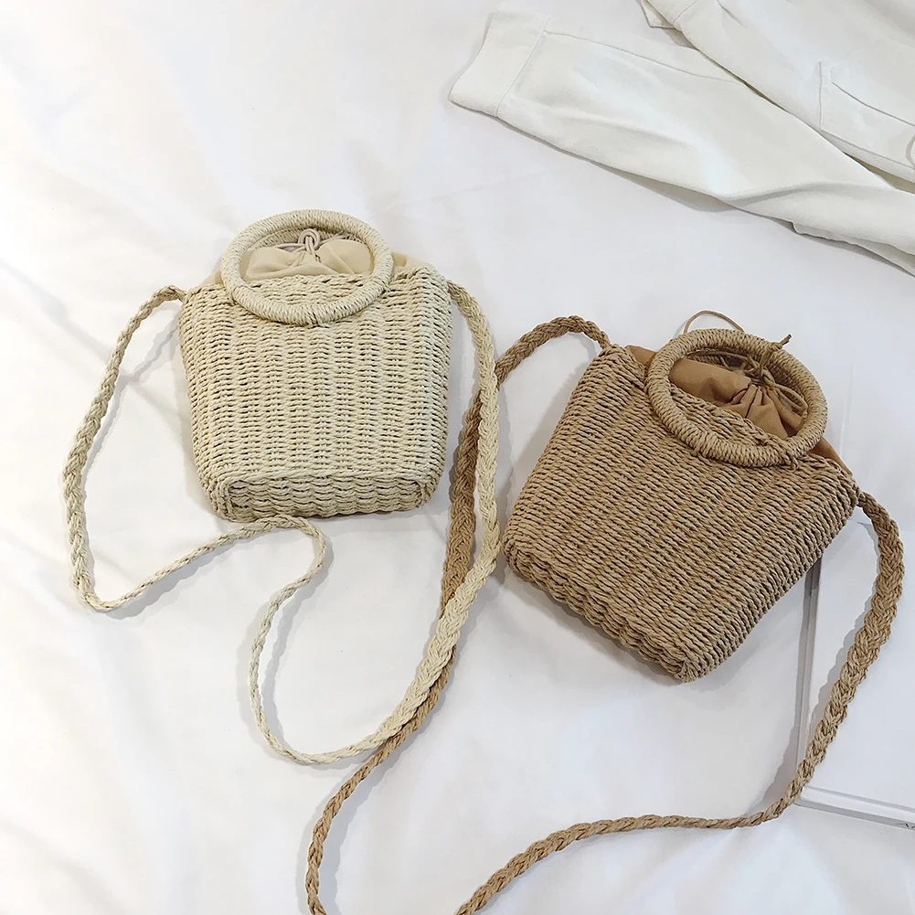 

Summer Beach Straw Bags for Women Handmade Rattan Woven Female Shoulder Crossbody Bags Girls Small Shopper Purses and Handbag