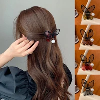 elegant female summer bangs shark clip korea adjustable mesh rabbit ear hair claws small side cute hair accessories