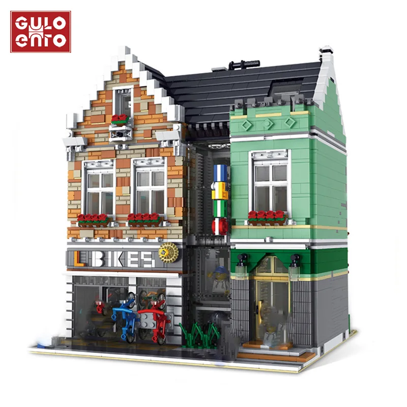 3668 шт. Street View серии магазин велосипедов Дом Модель Строительный блок город