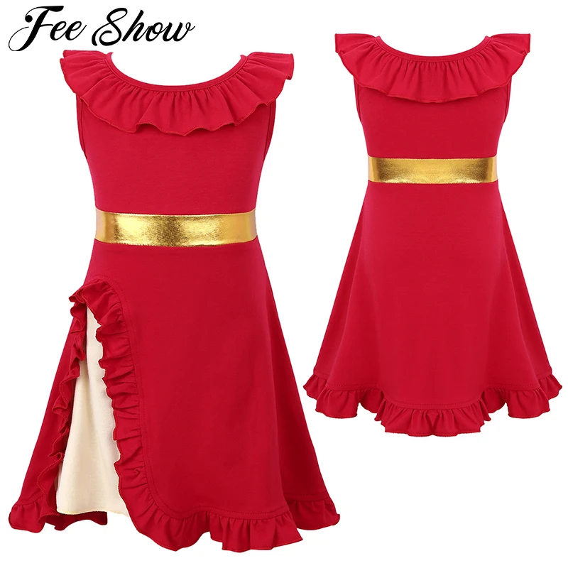 Одежда для маленьких девочек летнее красное платье без рукавов с оборками