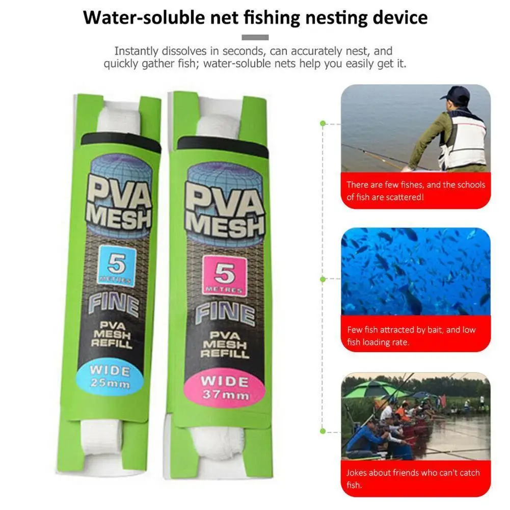 

Carp Fishin PVA Mesh 5M 25mm 37mm Carp Fishing Feeder To Bag In Bait Soluble Network Fishing The Water Nest Trap Nets O4R4